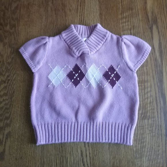 Pink Argyle Detail Sweater Old Money Preppy Size 12 month - Picture 1 of 7